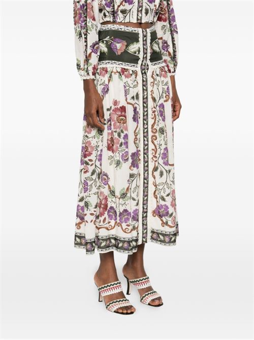 Rococo midi skirt FARM RIO | 344235ROCOCOFLOWERSCREAM26091